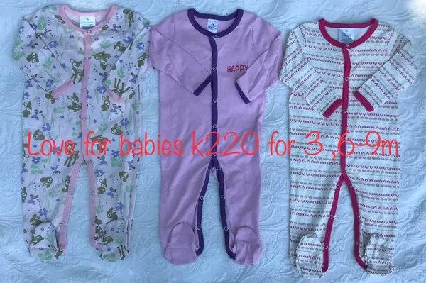 Set of 3 snap-on sleepsuits, 3, 6-9m