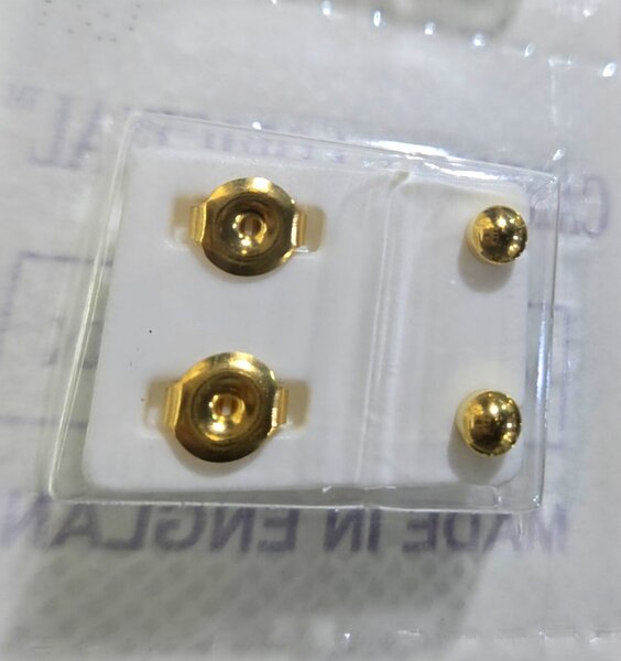 Gold Stud Earrings with Backs