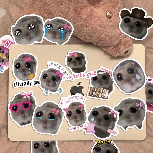 10шт на выбор. Водонепроницаемые наклейки, стикеры хомяк мем