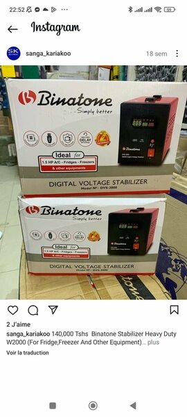 stabilisateur binatone 1000watts disponible neuf prix :