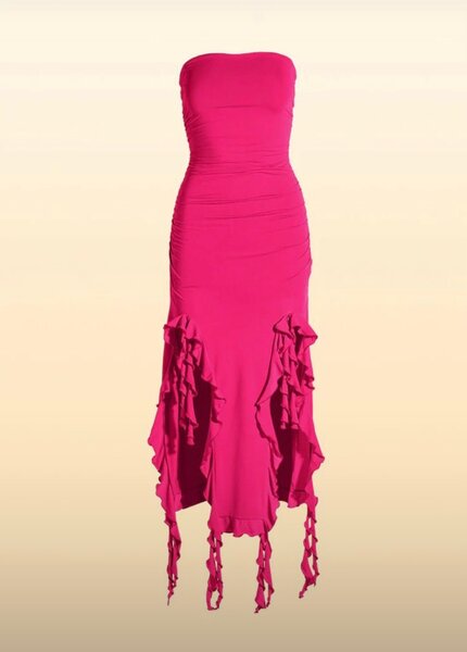 Robe élégante sans manches rose