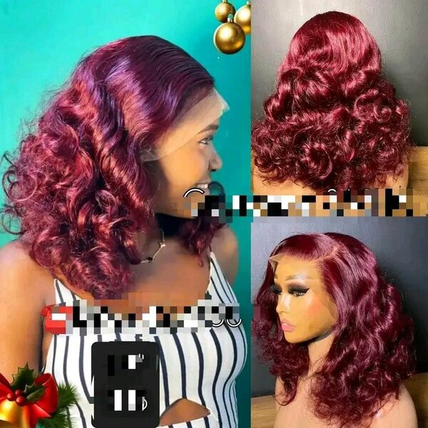 Perruque Bouclée Bordeaux