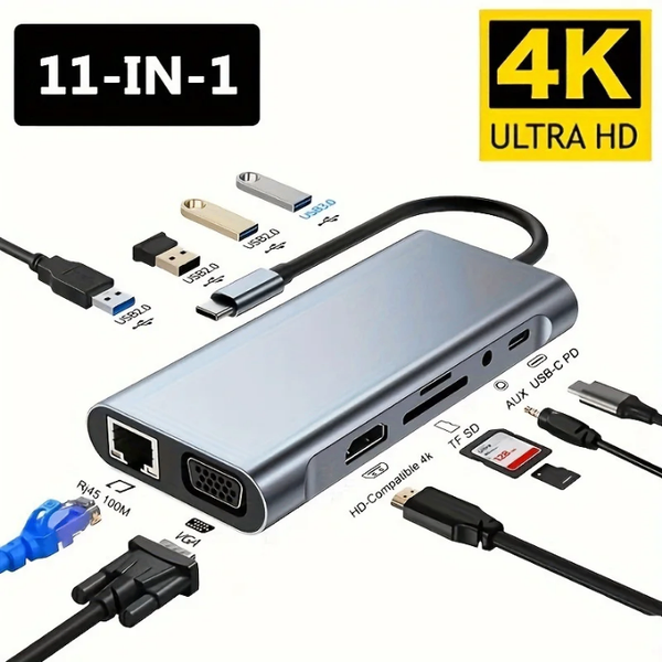 Hub USB-C 11-en-1 4K HD