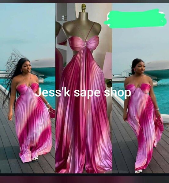 Robe longue élégante rose