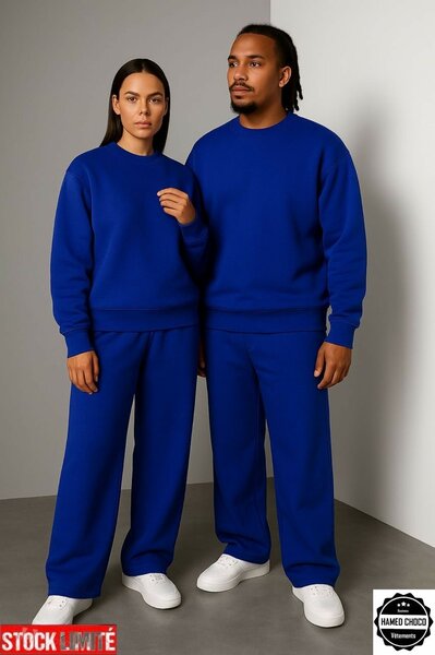 Sweat-shirt bleu unisexe confort