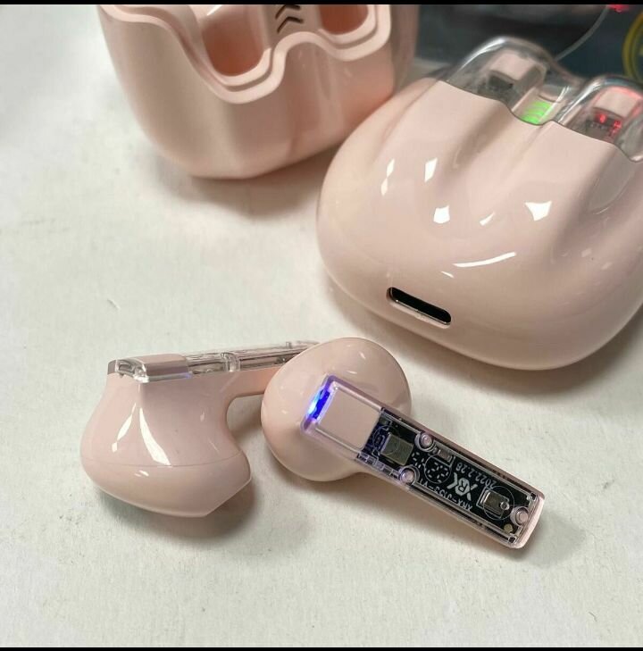 Écouteurs sans fil rose chic