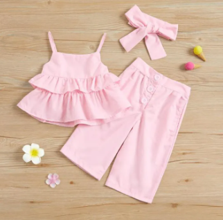 Short Frock And Trouser And Headband for Baby ( Fabric Cotton)