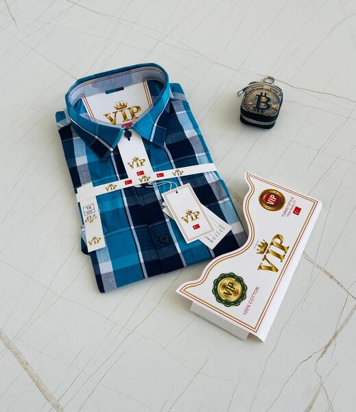 Checked short sleeves