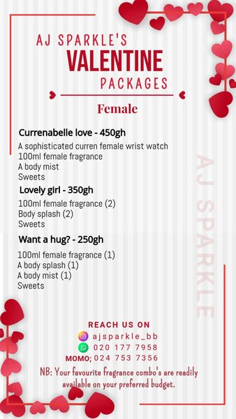 AJ SPARKLE'S VALENTINE PACKAGES