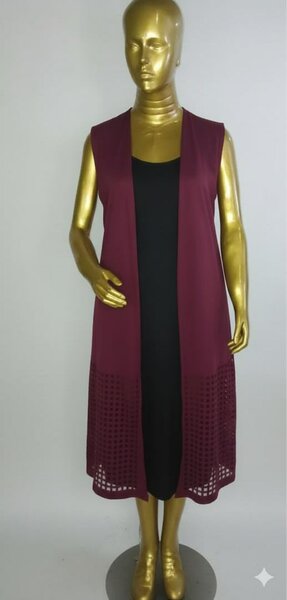 Long gilet sans manches femme