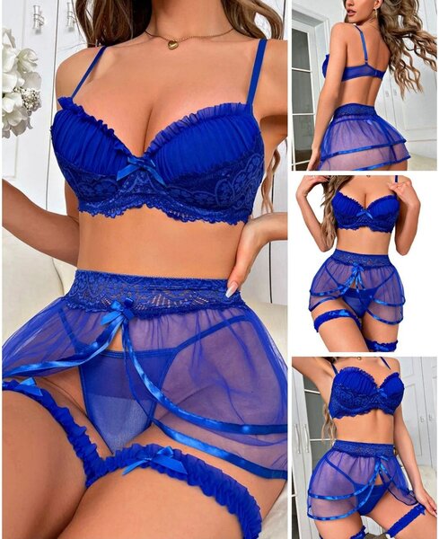 Ensemble lingerie bleu séduction