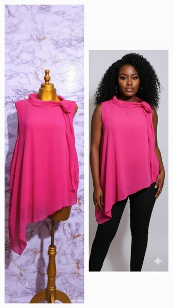 Chemise rose asymétrique pour femme