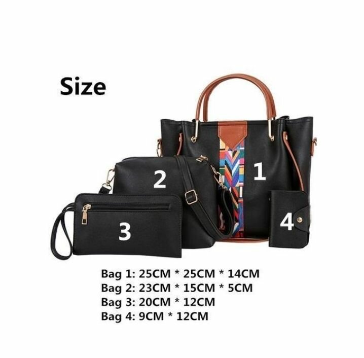 4 In 1 Set Shoulder Messenger Handbags - Black