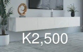 White wall-mounted TV stand