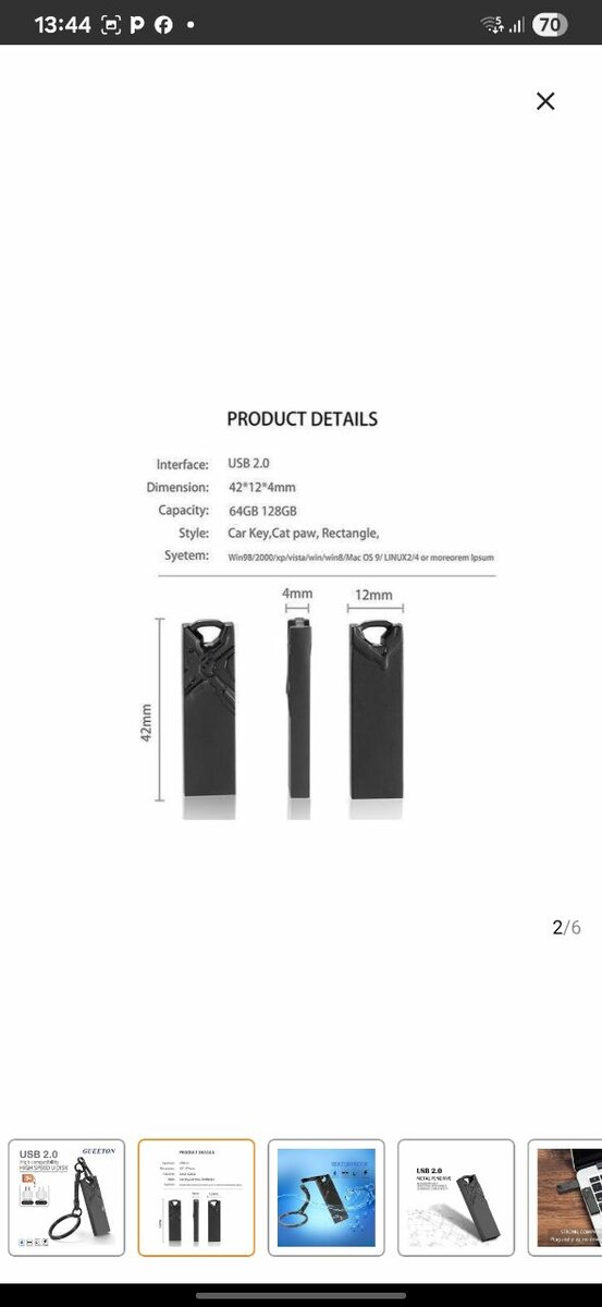 Clé USB 2.0 Haute Vitesse128gb