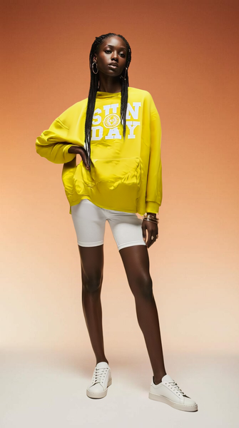 Sweat à capuche jaune tendance