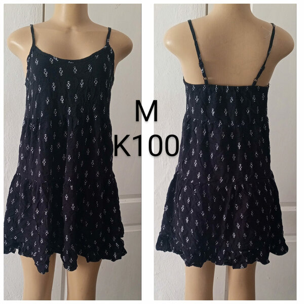 Women's sundress short, black with print, size M