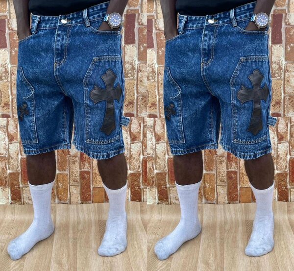 Short en jean graphique homme