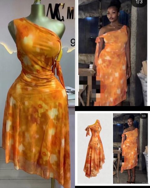 Robe asymétrique orange élégante