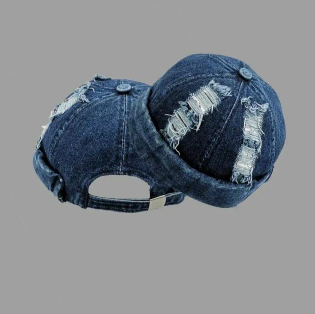 Casquette en denim déchiré