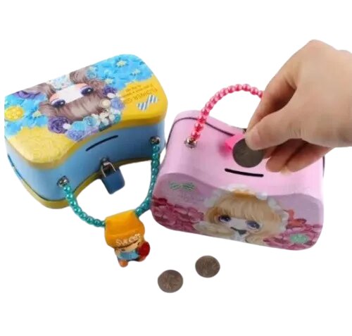Purse Shape Money Box Metal Body with Lock Key