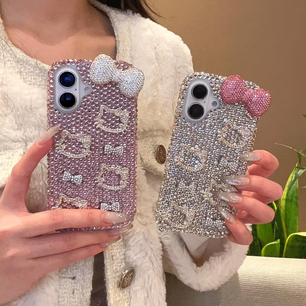 Coque iPhone Strass Chat Bow