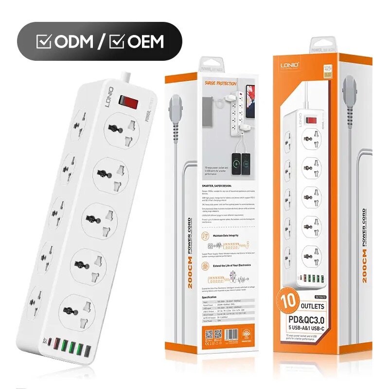 LDNIO SC10610 Extension Power Socket Strip With 10 Sockets 6