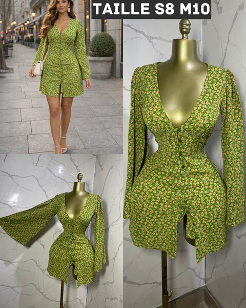 Robe florale verte élégante