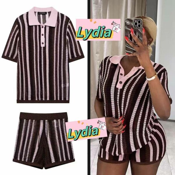 Ensemble rayé décontracté femme