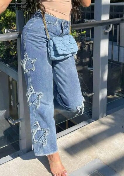 Jeans en denim à étoiles
