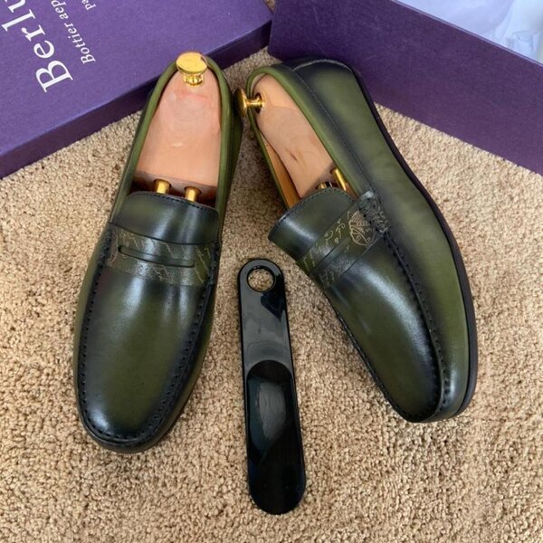 Mocassins en cuir bleu pour homme