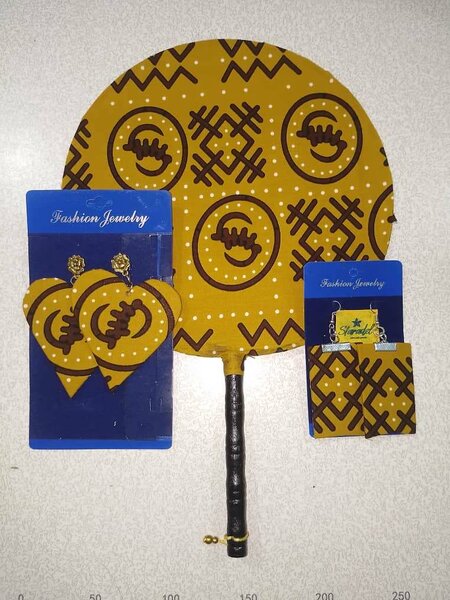 African Print earrings and fans