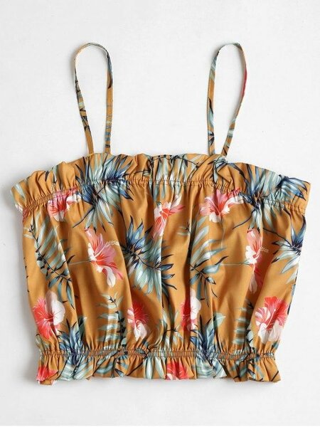 Haut fleuri à bretelles femme