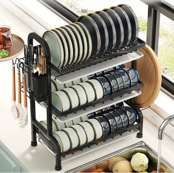 3 tier metallic non stick dish rack