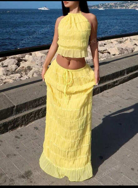 Ensemble jaune été bohème