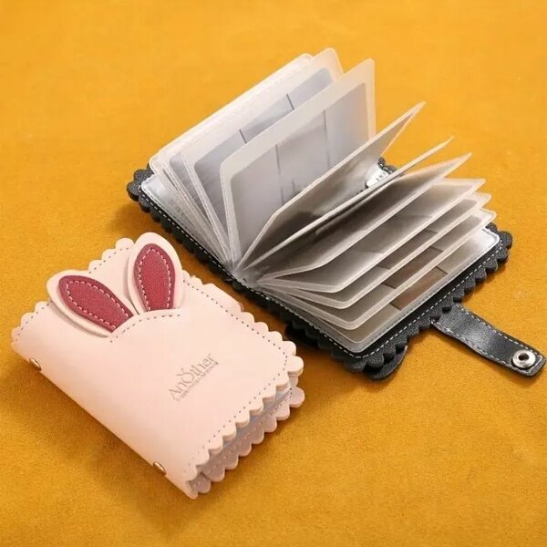 Chic Rabbit Ear Women's Card Holder - Compact & Exquisite Fa