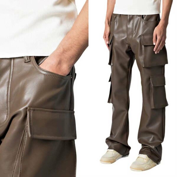 Pantalons cargo en cuir tendance
