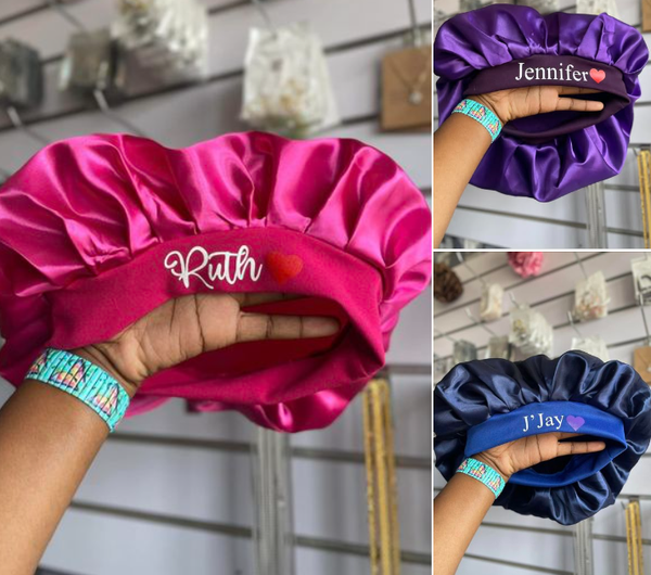 Custom bonnets with colored bands 