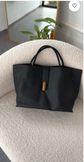 Reese black leather tote bag