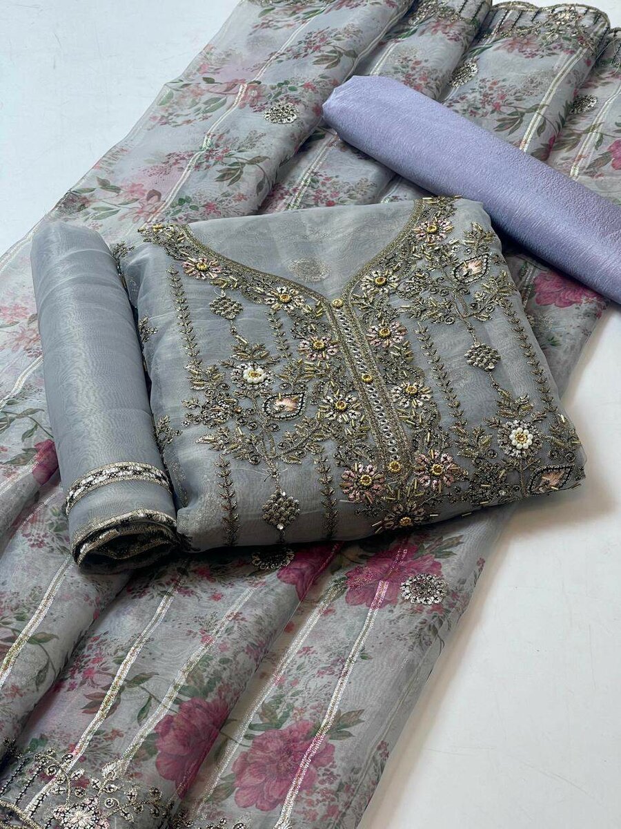 Organza party wear 3 pc