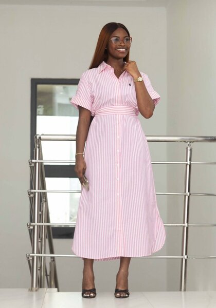 Robe chemise longue à rayures