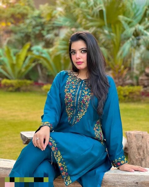 2 pcs women's Stitched embroidery suit