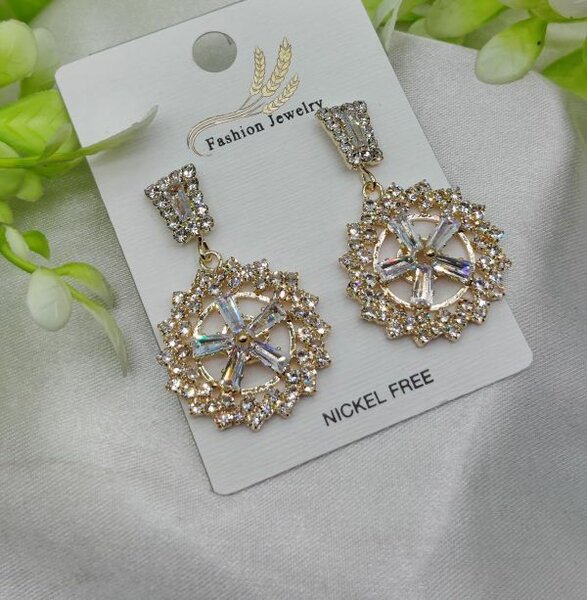 Imported Radiant Baguette Floral Drop Earrings