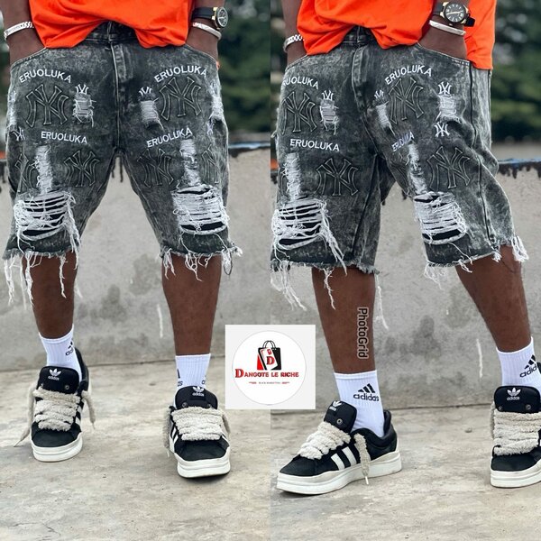 Shorts en jean déchiré homme