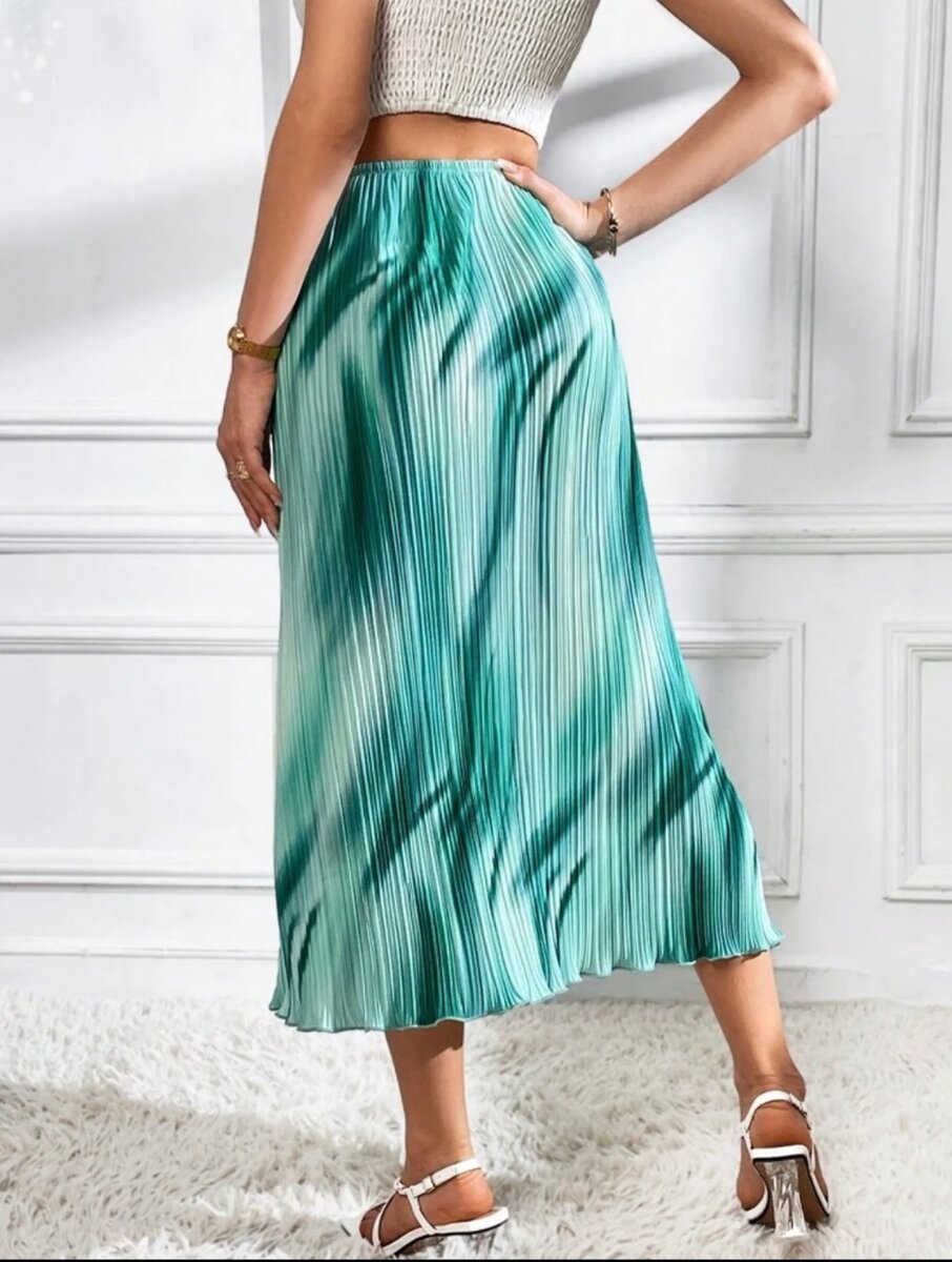 Lettuce trim tie and dye skirt