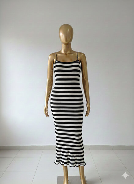 Robe longue rayée élégante