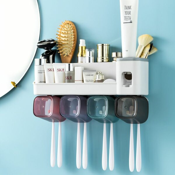 Wall mounted large capacity tooth brush holder