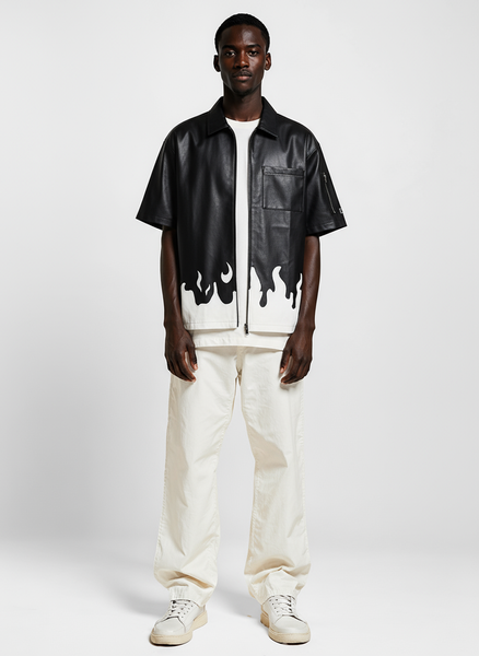 Chemise à manches courtes en flammes