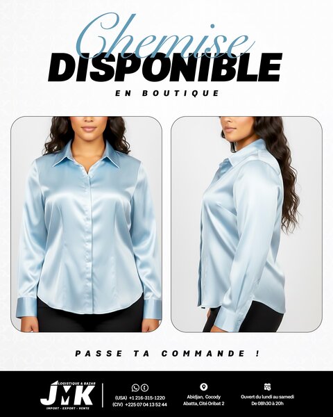 Chemise en satin bleu