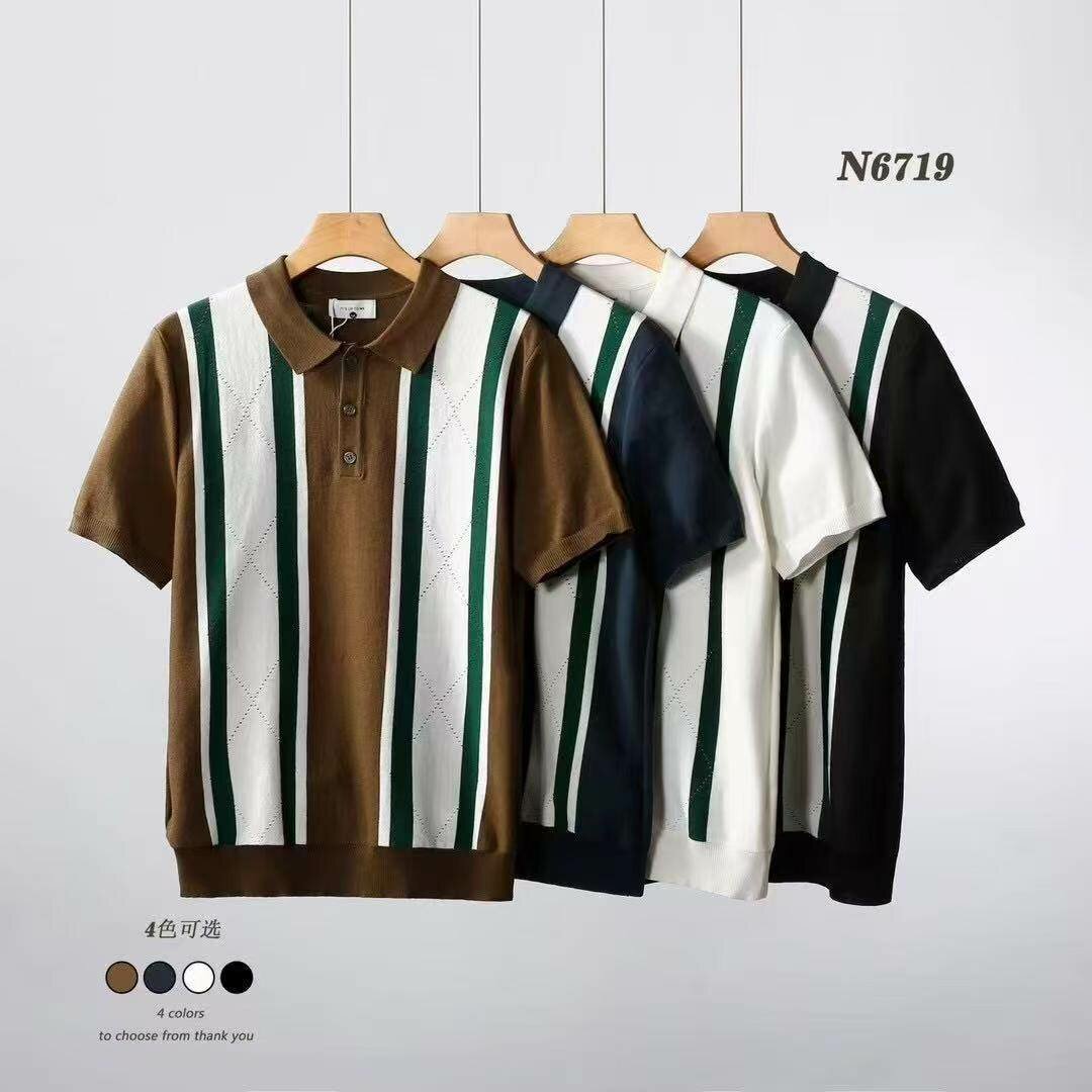 Polo rayé à manches courtes homme